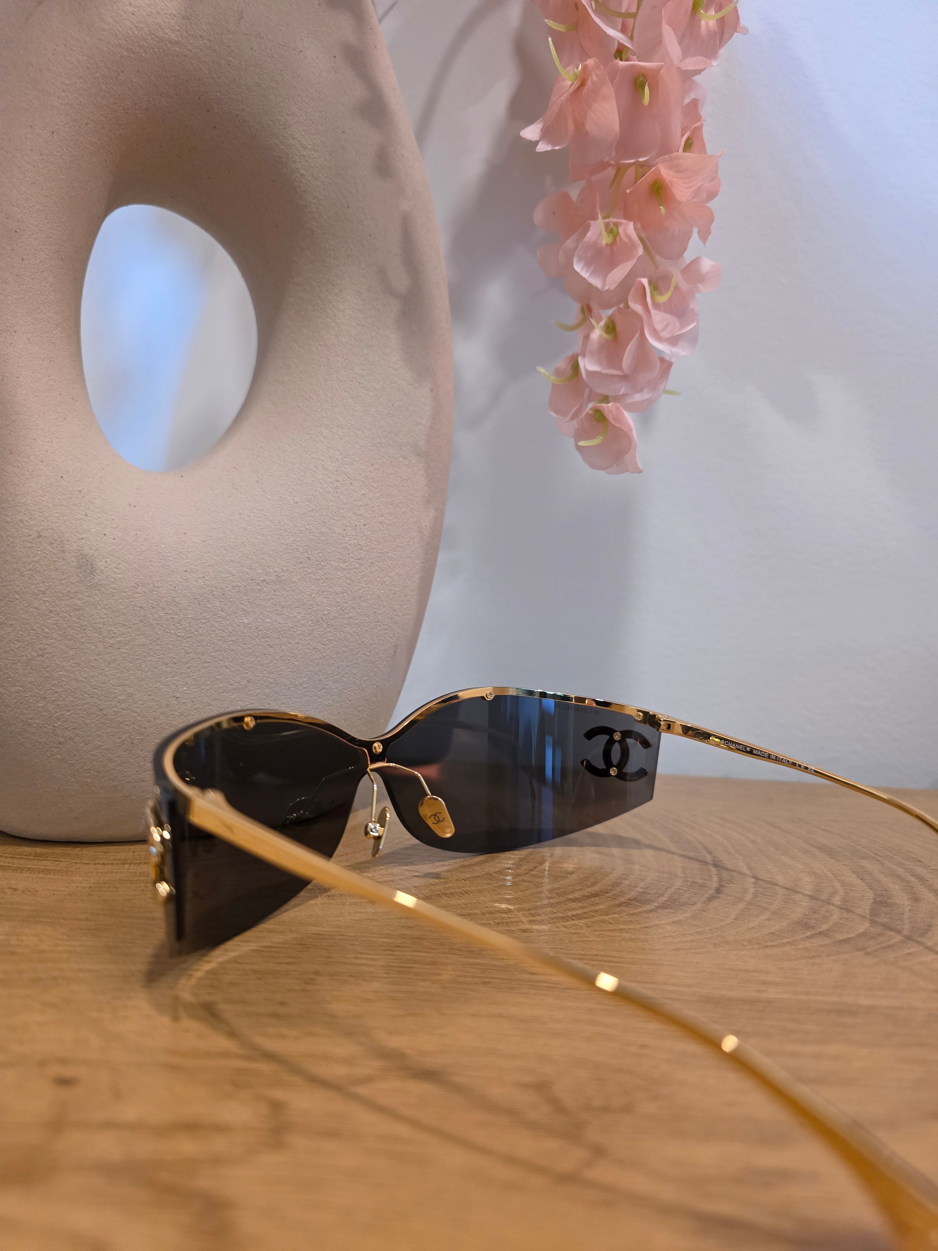 Black and Gold Shield Sunglasses