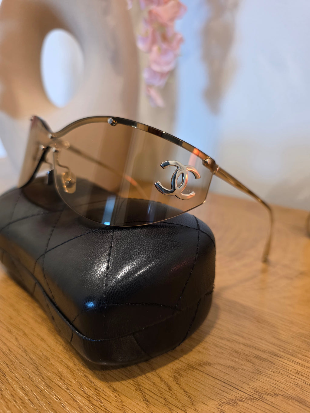 Yellow and Metal Shield Sunglasses