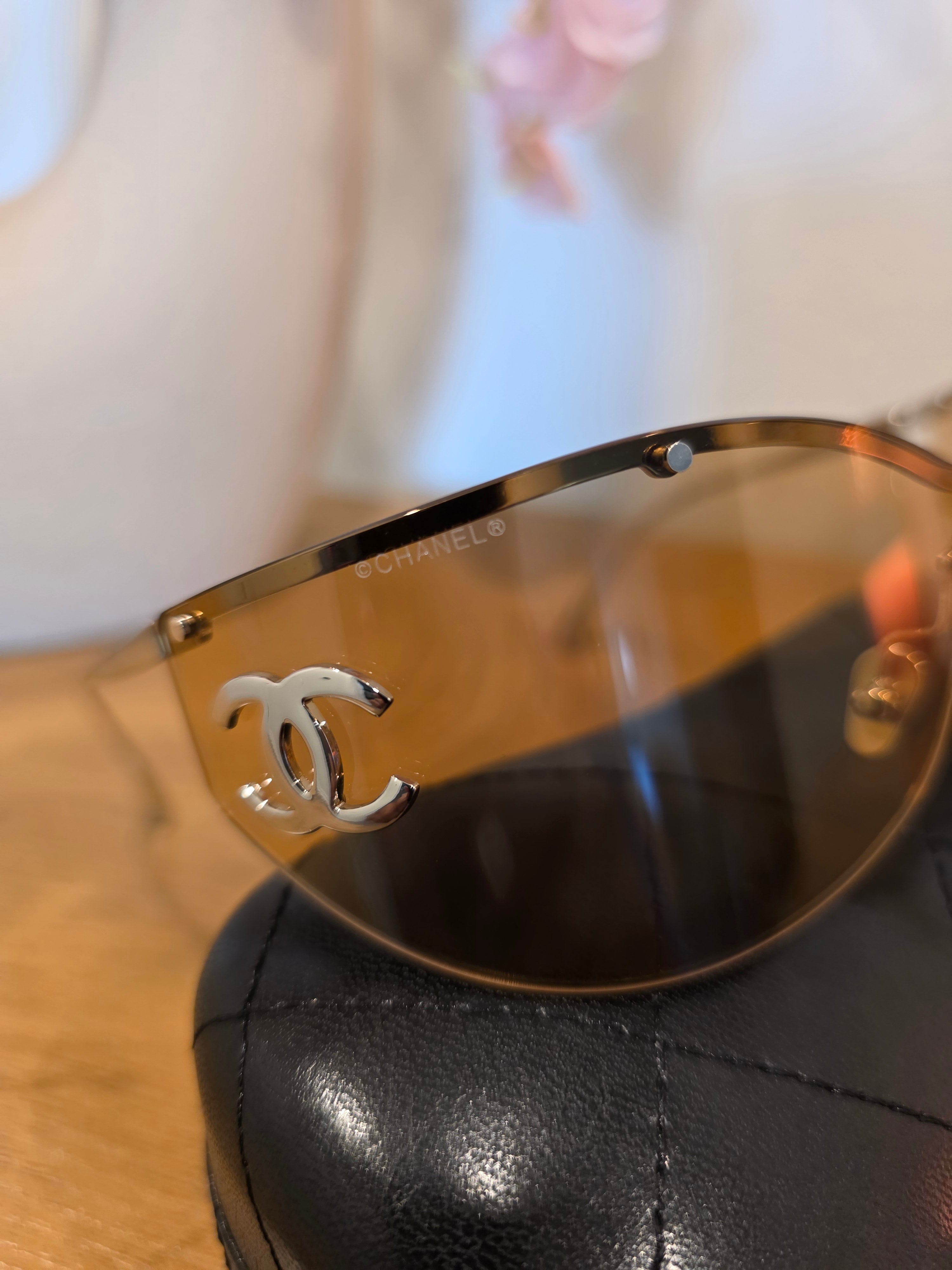 Yellow and Metal Shield Sunglasses