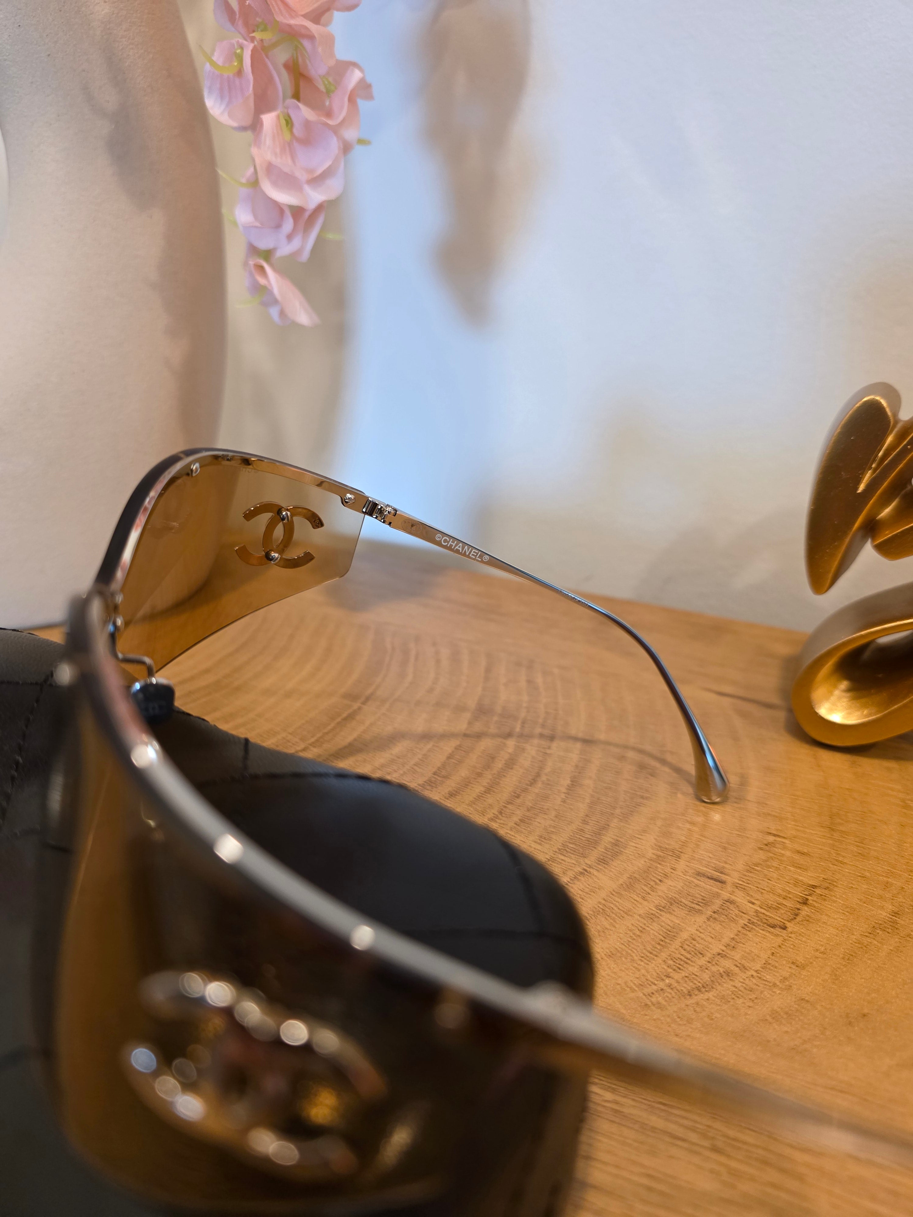 Yellow and Metal Shield Sunglasses