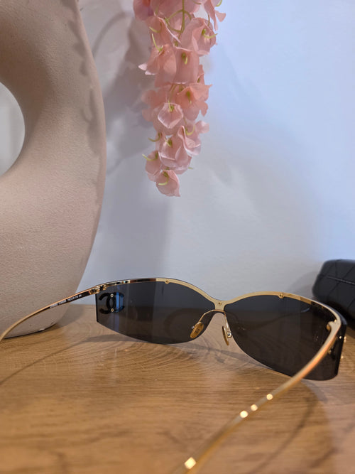 Black and Gold Shield Sunglasses