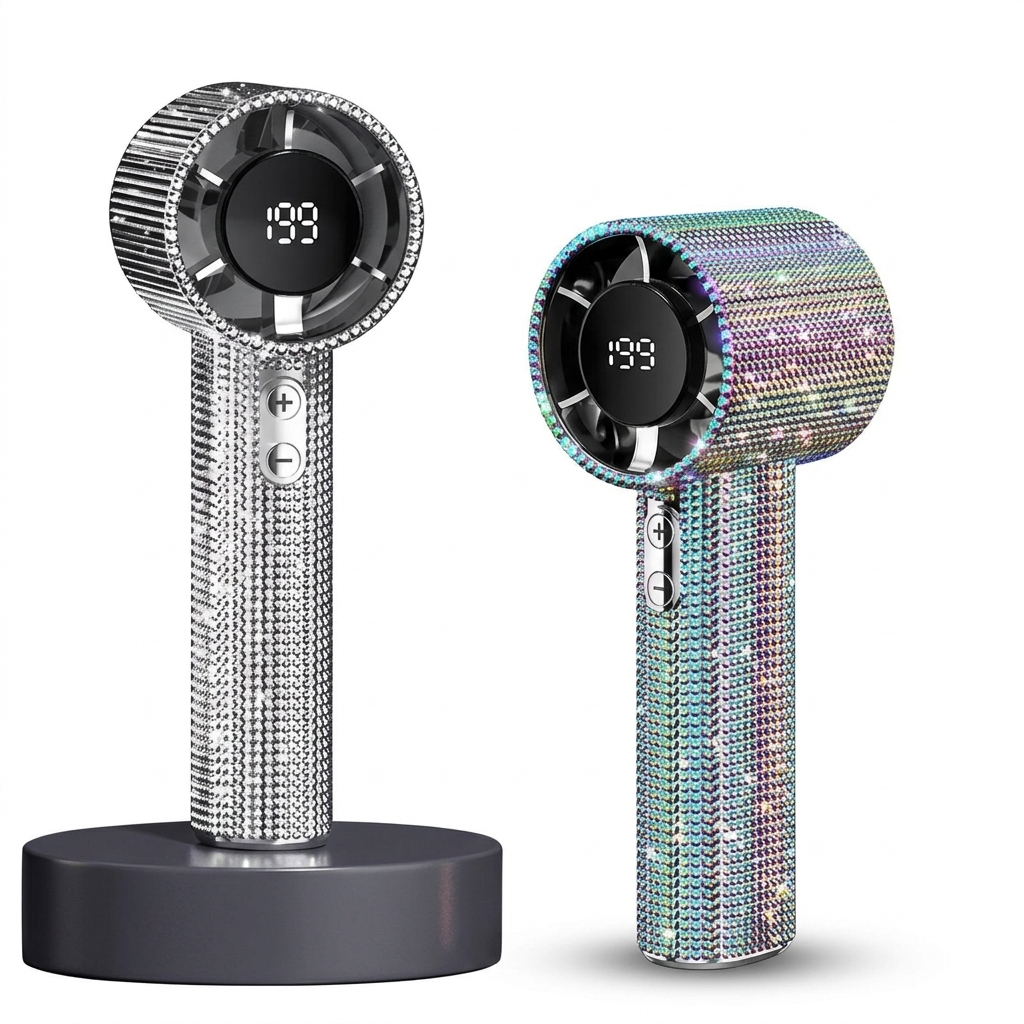 Chic Rhinestone Cooling Fan