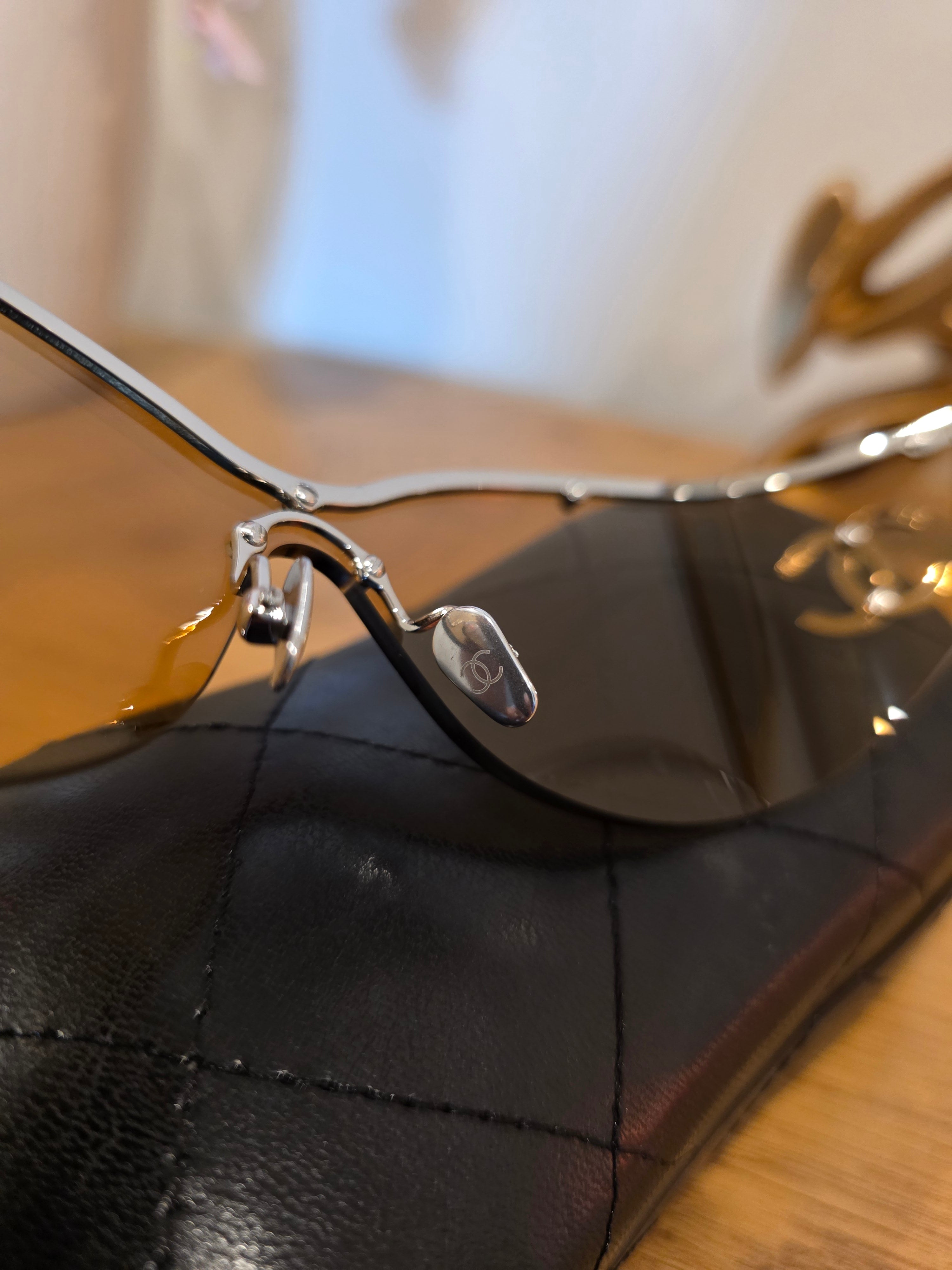 Yellow and Metal Shield Sunglasses