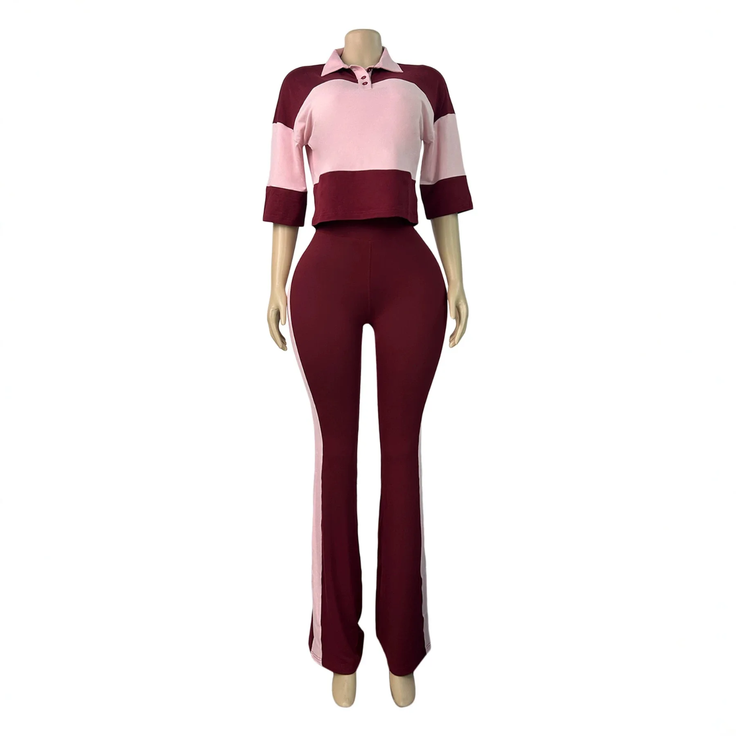 Pink and Burgundy Polo 2 Piece Set