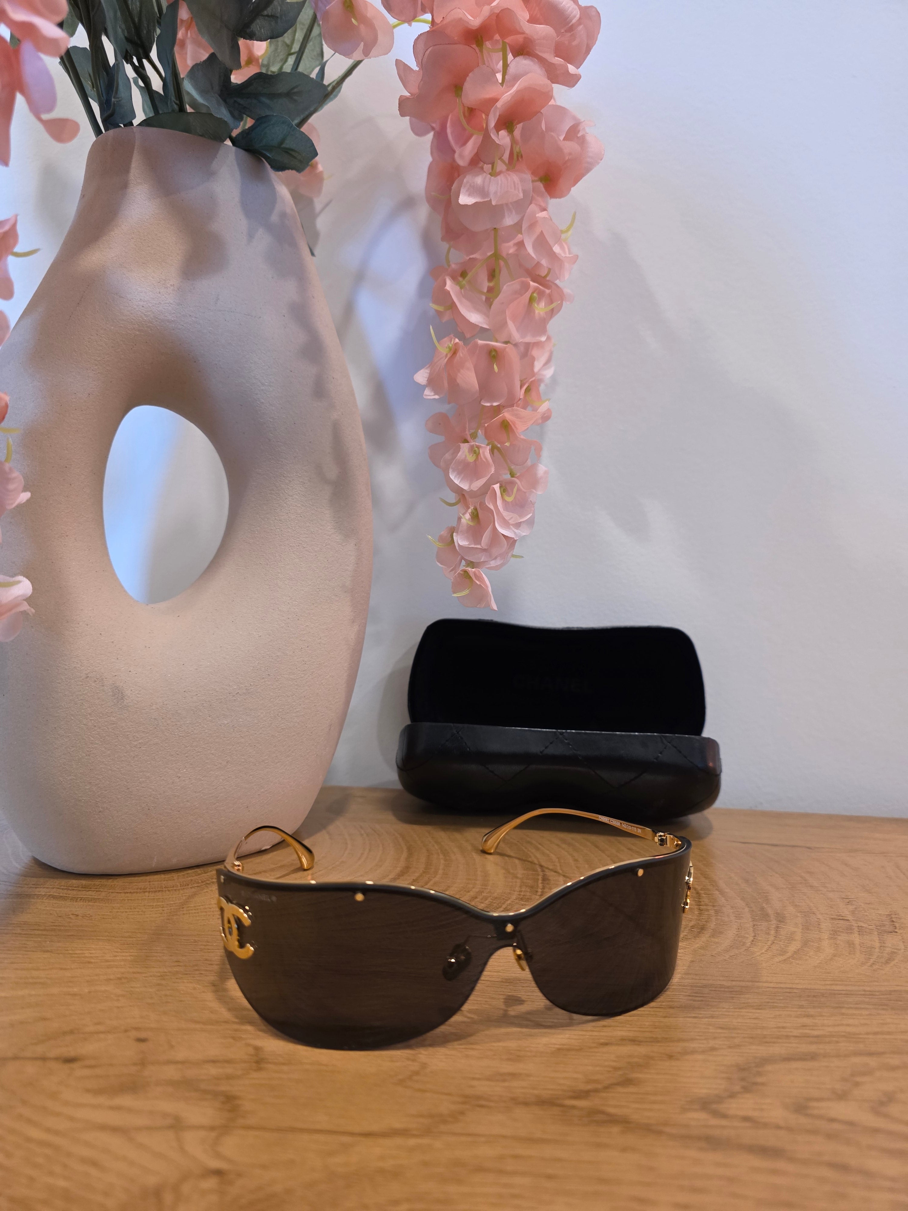 Black and Gold Shield Sunglasses