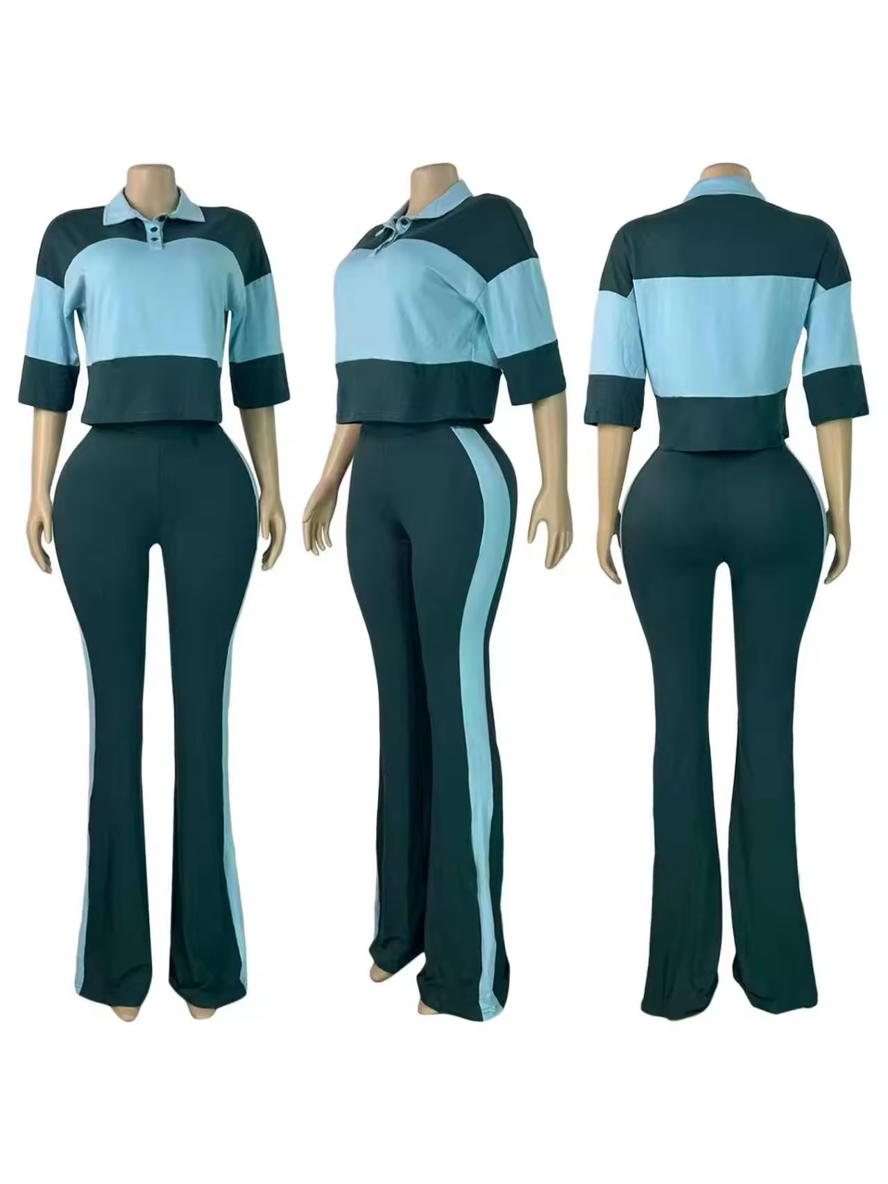 Aqua and Green Polo 2 Piece Set